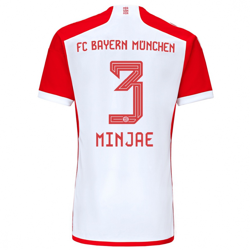 Herren Fußball Min-Jae Kim #3 Rot-Weiss Heimtrikot Trikot 2023/24 T-Shirt Luxemburg
