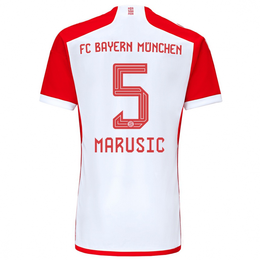 Herren Fußball Gabriel Marusic #5 Rot-Weiss Heimtrikot Trikot 2023/24 T-Shirt Luxemburg