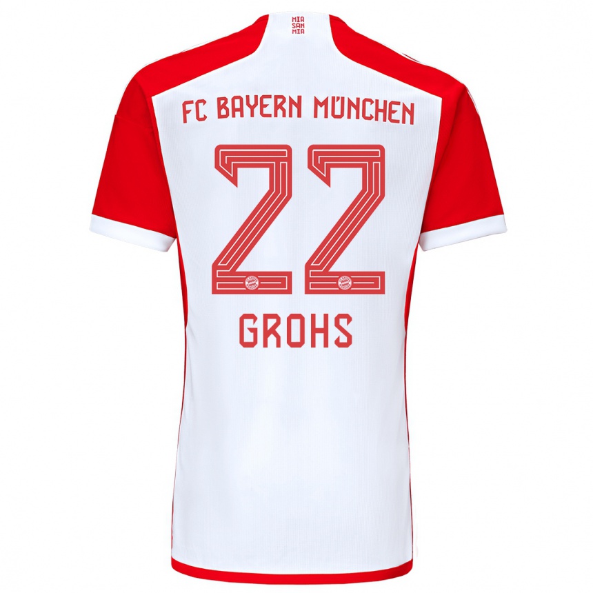 Herren Fußball Maria Luisa Grohs #22 Rot-Weiss Heimtrikot Trikot 2023/24 T-Shirt Luxemburg