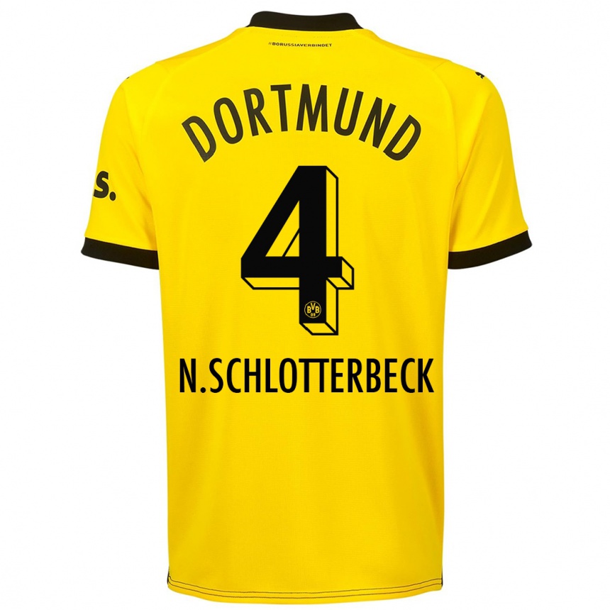 Herren Fußball Nico Schlotterbeck #4 Gelb Heimtrikot Trikot 2023/24 T-Shirt Luxemburg