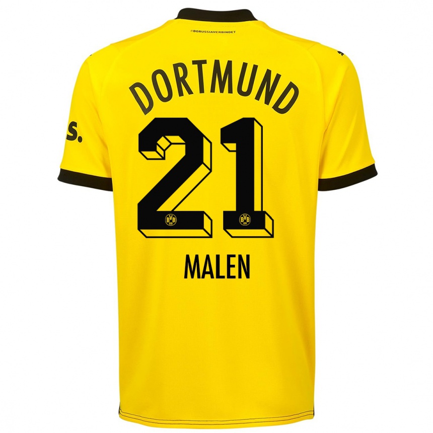 Herren Fußball Donyell Malen #21 Gelb Heimtrikot Trikot 2023/24 T-Shirt Luxemburg
