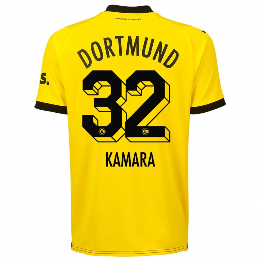 Herren Fußball Abdoulaye Kamara #32 Gelb Heimtrikot Trikot 2023/24 T-Shirt Luxemburg