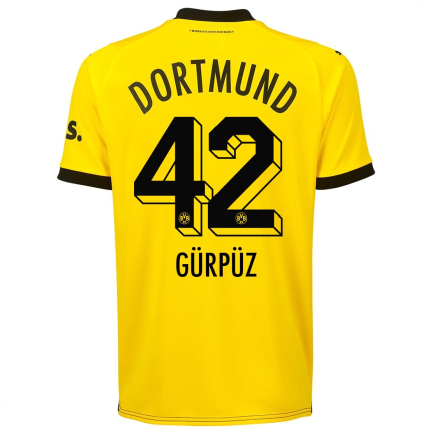 Herren Fußball Goktan Gurpuz #42 Gelb Heimtrikot Trikot 2023/24 T-Shirt Luxemburg