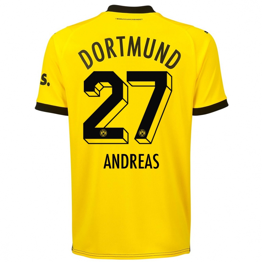 Herren Fußball Kuno Andreas #27 Gelb Heimtrikot Trikot 2023/24 T-Shirt Luxemburg