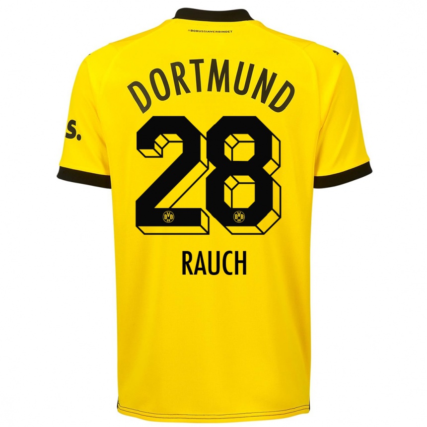 Herren Fußball Julius Fynn Rauch #28 Gelb Heimtrikot Trikot 2023/24 T-Shirt Luxemburg
