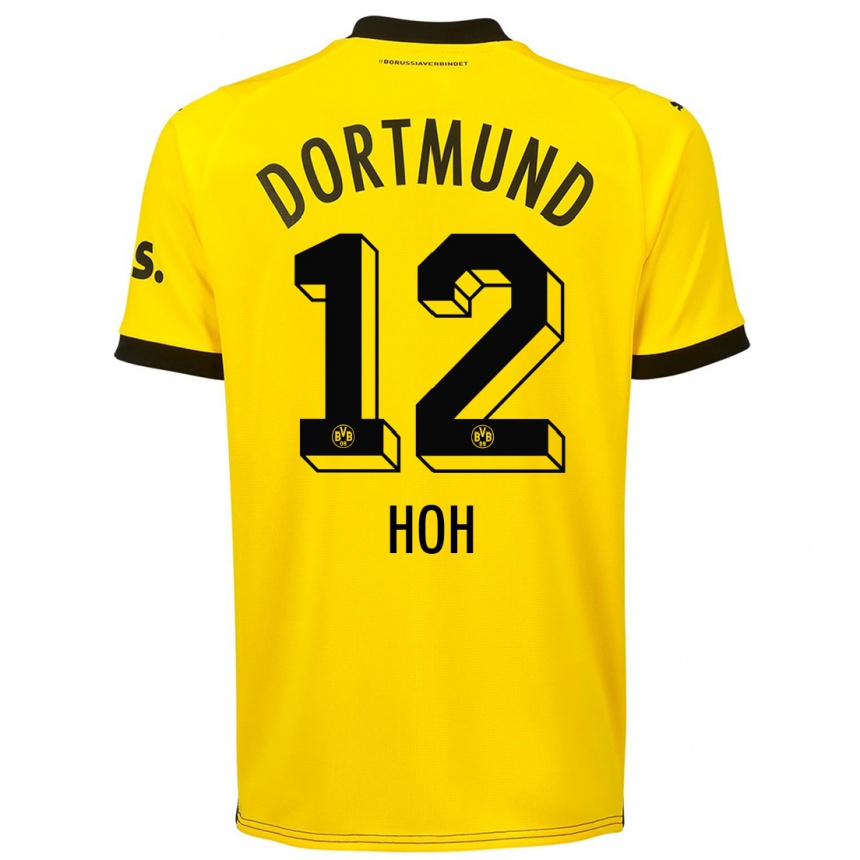 Herren Fußball Hendrik Hoh #12 Gelb Heimtrikot Trikot 2023/24 T-Shirt Luxemburg