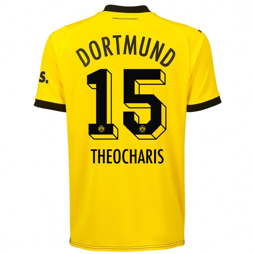 Herren Fußball Elefterios Theocharis #15 Gelb Heimtrikot Trikot 2023/24 T-Shirt Luxemburg