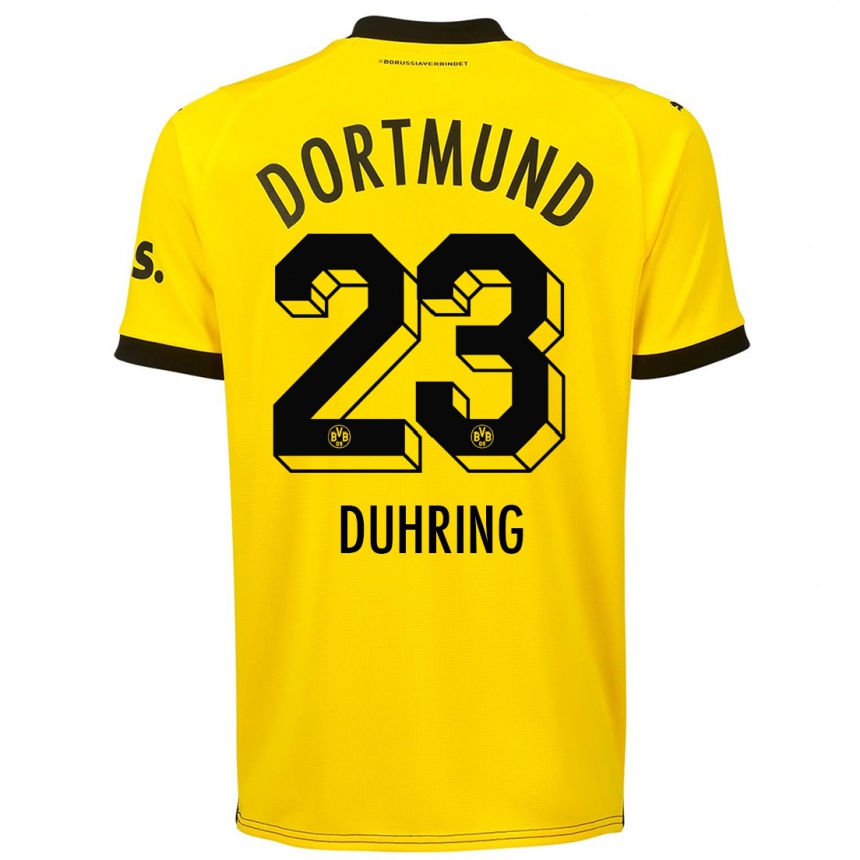 Herren Fußball Marc Niclas Duhring #23 Gelb Heimtrikot Trikot 2023/24 T-Shirt Luxemburg
