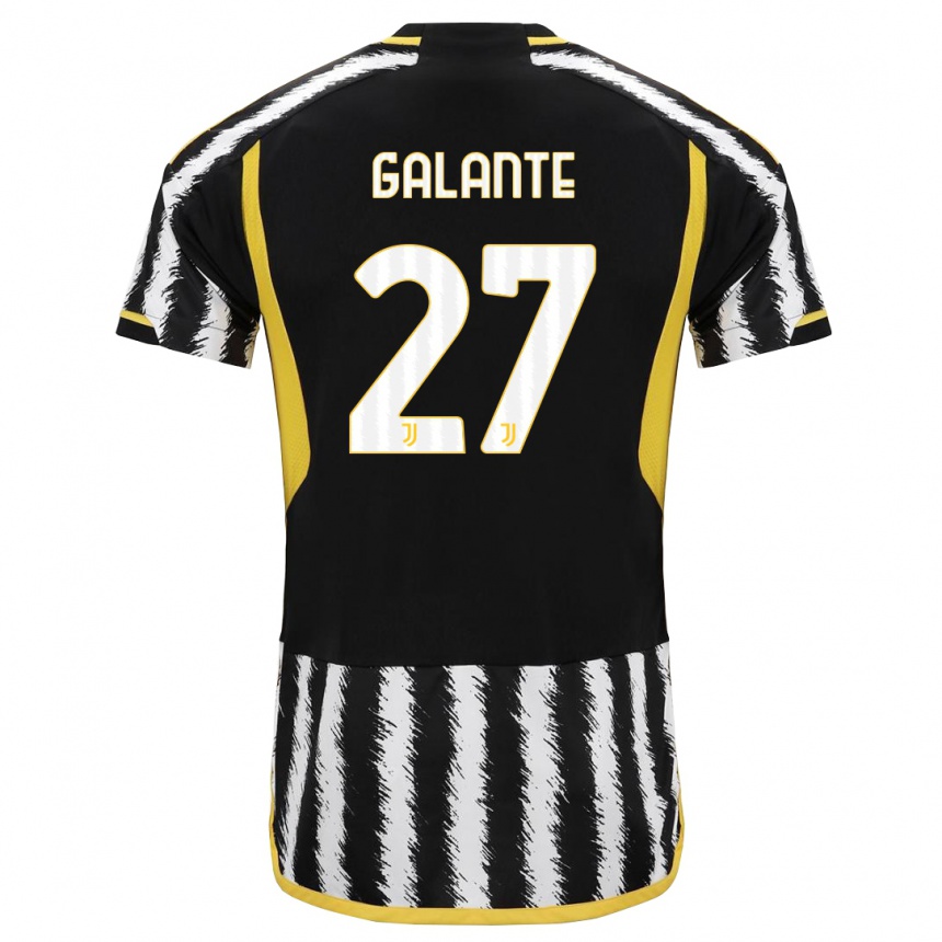 Herren Fußball Tommaso Galante #27 Schwarz-Weiss Heimtrikot Trikot 2023/24 T-Shirt Luxemburg