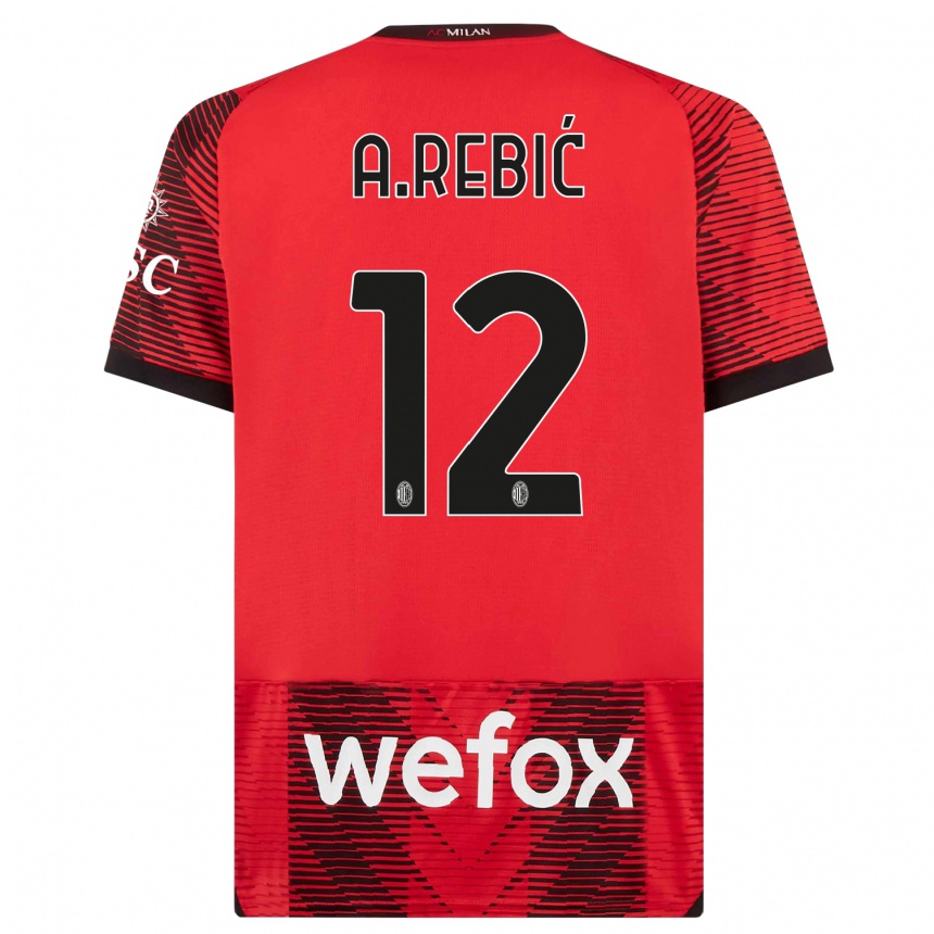 Herren Fußball Ante Rebic #12 Rot Schwarz Heimtrikot Trikot 2023/24 T-Shirt Luxemburg