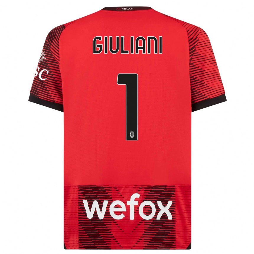 Herren Fußball Laura Giuliani #1 Rot Schwarz Heimtrikot Trikot 2023/24 T-Shirt Luxemburg