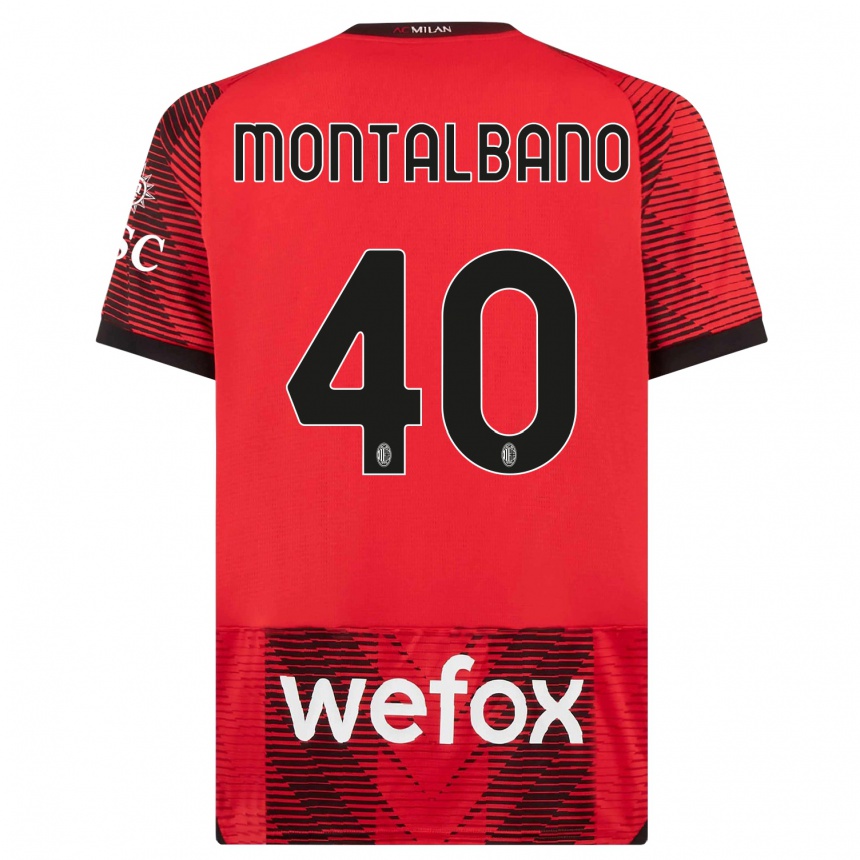 Herren Fußball Nicolo Montalbano #40 Rot Schwarz Heimtrikot Trikot 2023/24 T-Shirt Luxemburg