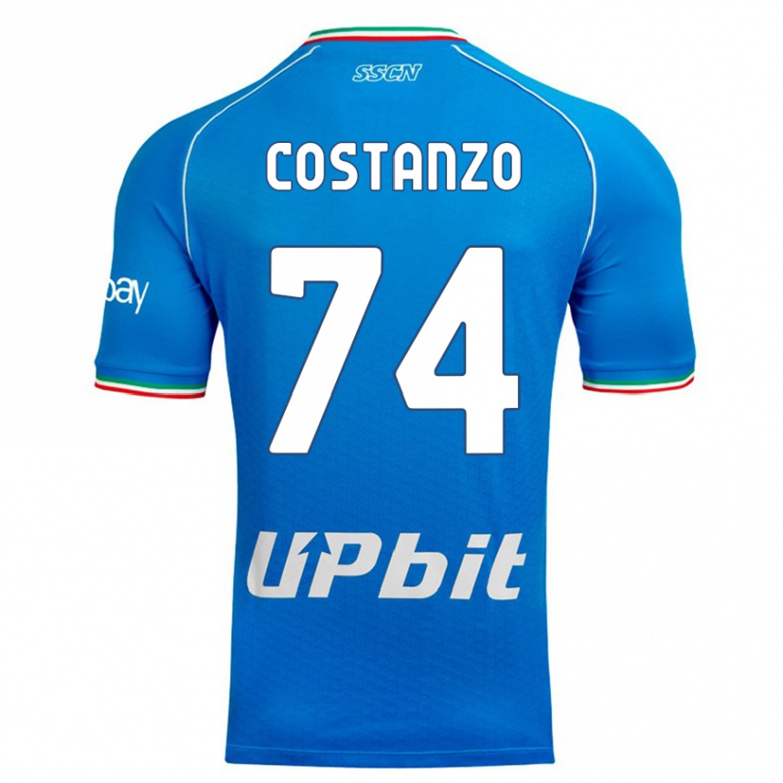 Herren Fußball Davide Costanzo #74 Himmelblau Heimtrikot Trikot 2023/24 T-Shirt Luxemburg