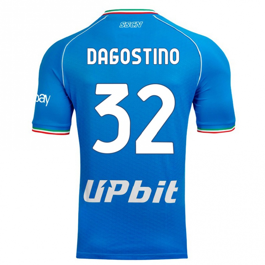 Herren Fußball Giuseppe Dagostino #32 Himmelblau Heimtrikot Trikot 2023/24 T-Shirt Luxemburg