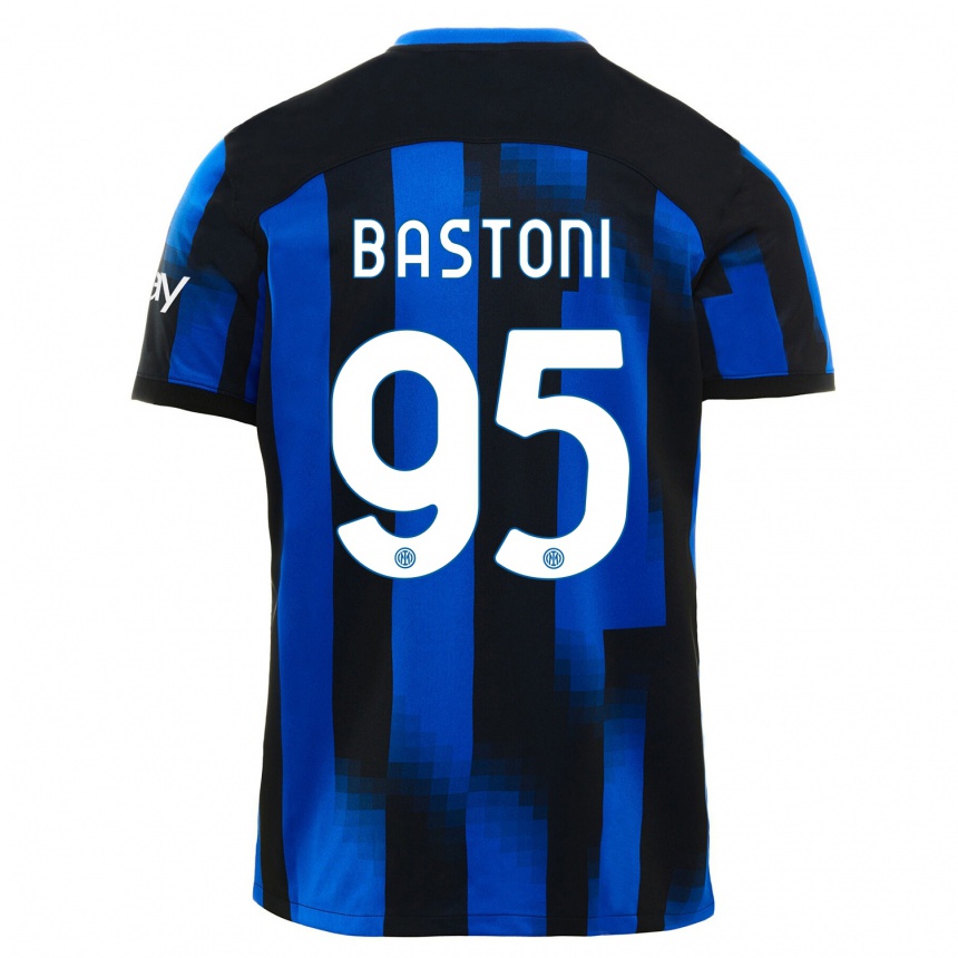 Herren Fußball Alessandro Bastoni #95 Schwarz Blau Heimtrikot Trikot 2023/24 T-Shirt Luxemburg