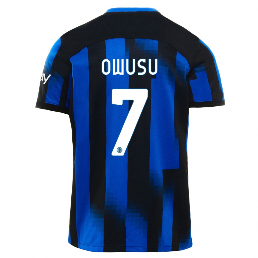 Herren Fußball Enoch Owusu #7 Schwarz Blau Heimtrikot Trikot 2023/24 T-Shirt Luxemburg