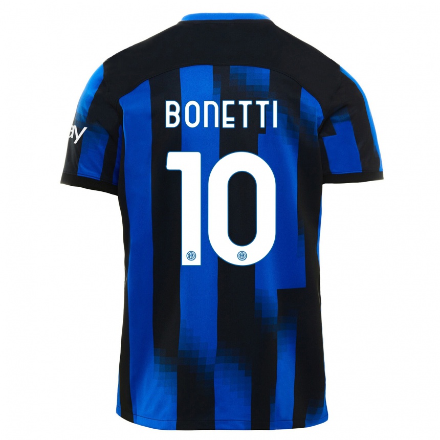 Herren Fußball Tatiana Bonetti #10 Schwarz Blau Heimtrikot Trikot 2023/24 T-Shirt Luxemburg
