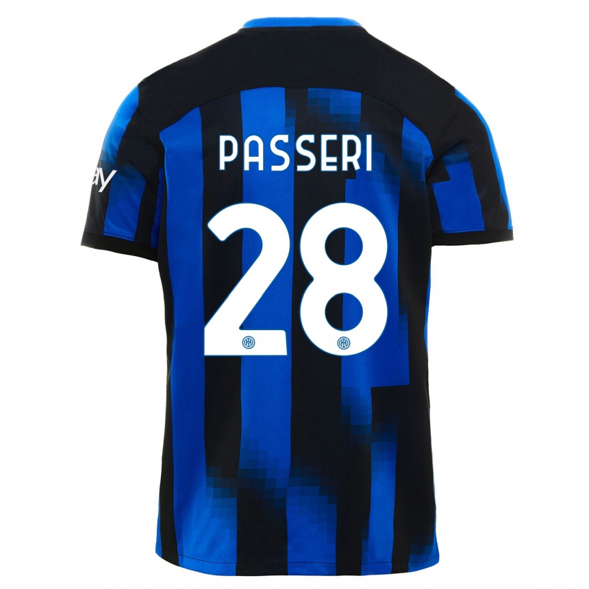 Herren Fußball Angela Passeri #28 Schwarz Blau Heimtrikot Trikot 2023/24 T-Shirt Luxemburg