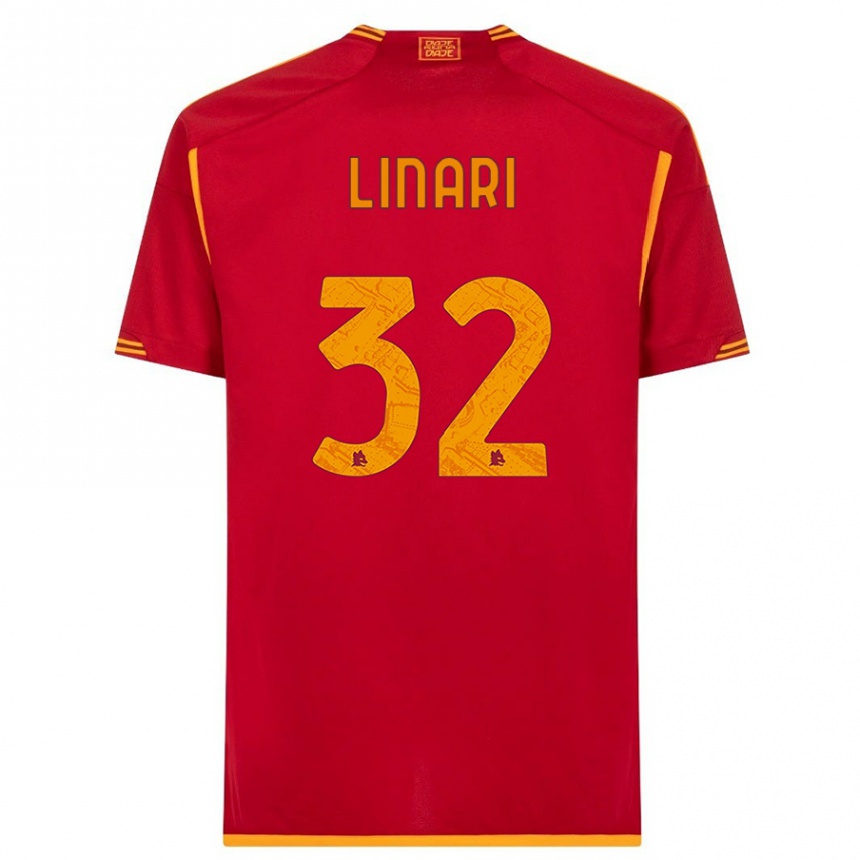 Herren Fußball Elena Linari #32 Rot Heimtrikot Trikot 2023/24 T-Shirt Luxemburg