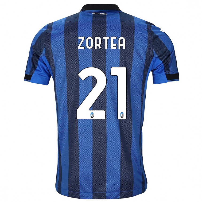 Herren Fußball Nadir Zortea #21 Schwarz Blau Heimtrikot Trikot 2023/24 T-Shirt Luxemburg