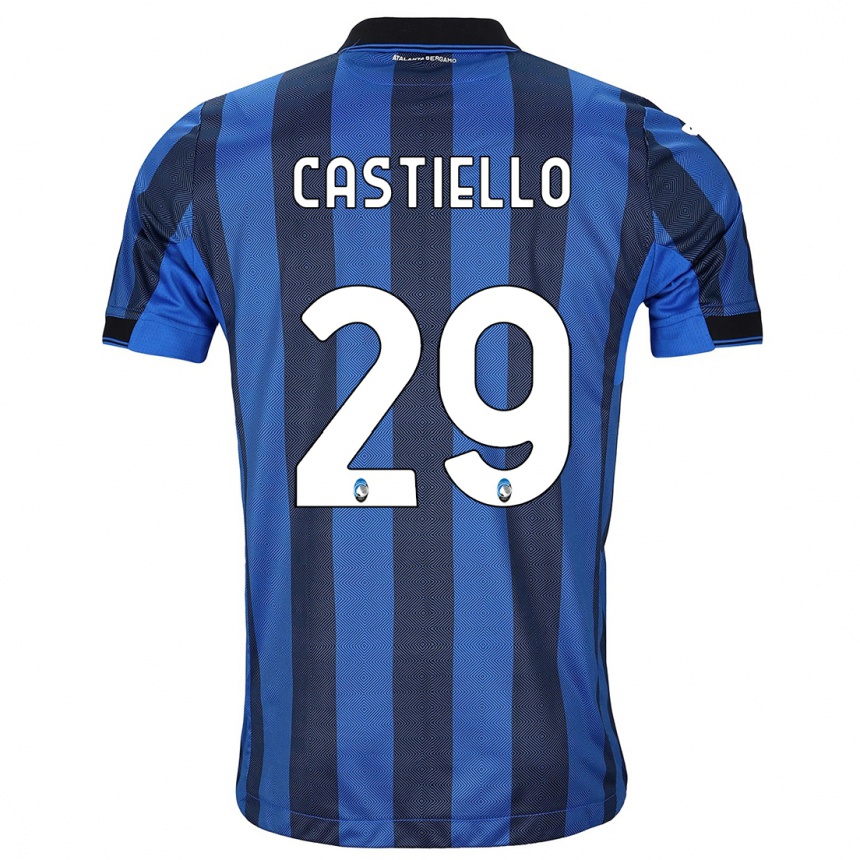 Herren Fußball Alex Castiello #29 Schwarz Blau Heimtrikot Trikot 2023/24 T-Shirt Luxemburg