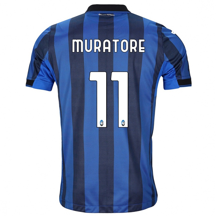 Herren Fußball Simone Muratore #11 Schwarz Blau Heimtrikot Trikot 2023/24 T-Shirt Luxemburg
