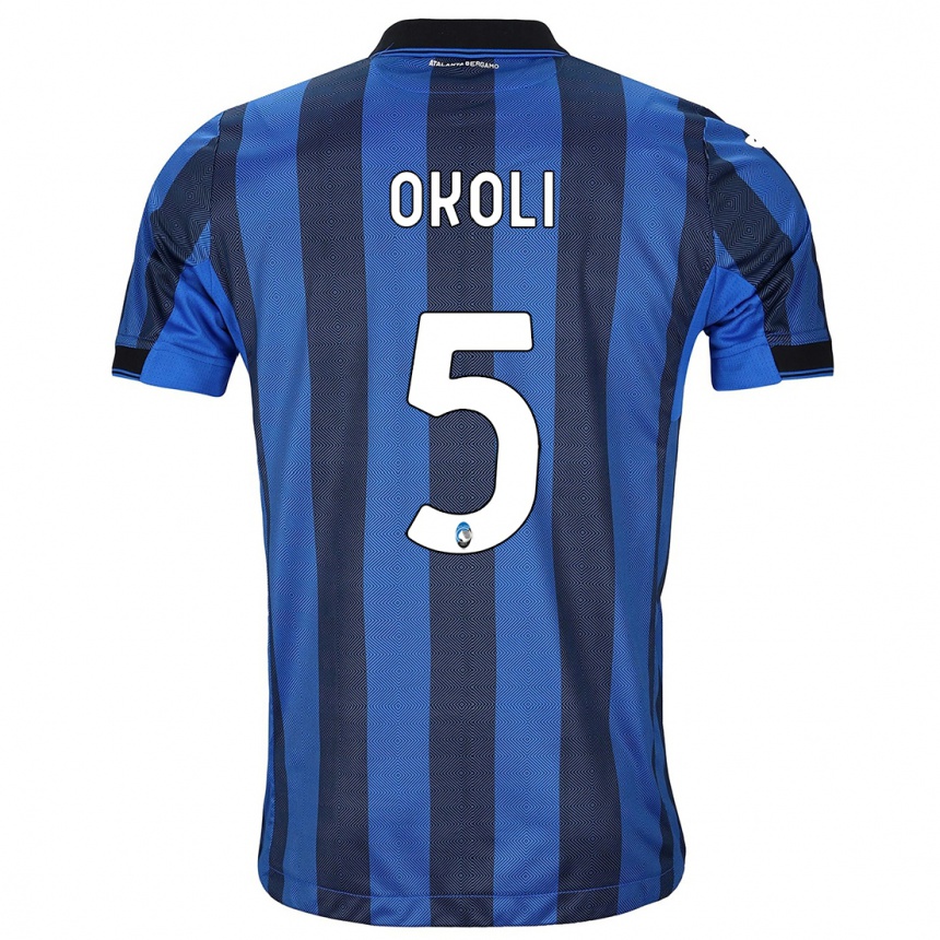 Herren Fußball Caleb Okoli #5 Schwarz Blau Heimtrikot Trikot 2023/24 T-Shirt Luxemburg