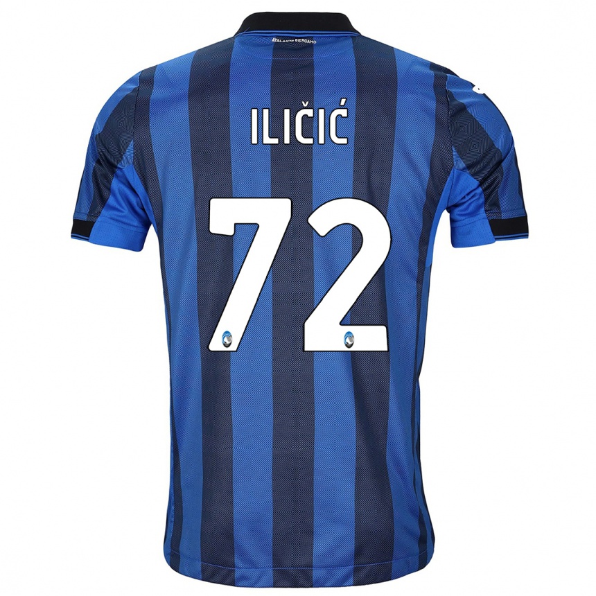 Herren Fußball Josip Ilicic #72 Schwarz Blau Heimtrikot Trikot 2023/24 T-Shirt Luxemburg