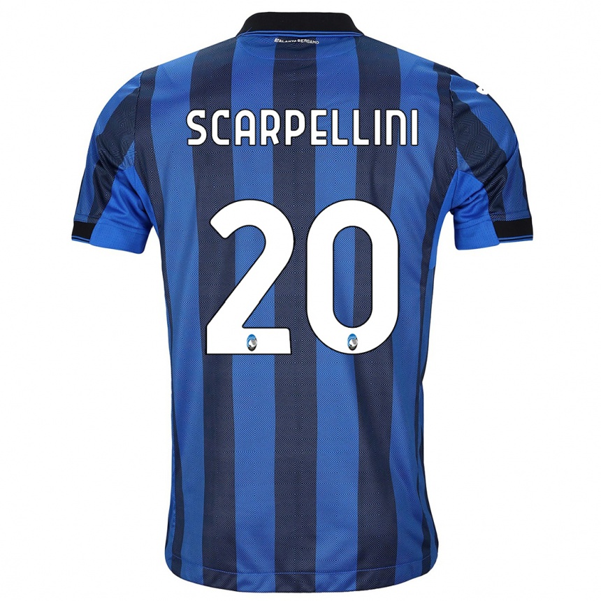 Herren Fußball Andrea Scarpellini #20 Schwarz Blau Heimtrikot Trikot 2023/24 T-Shirt Luxemburg