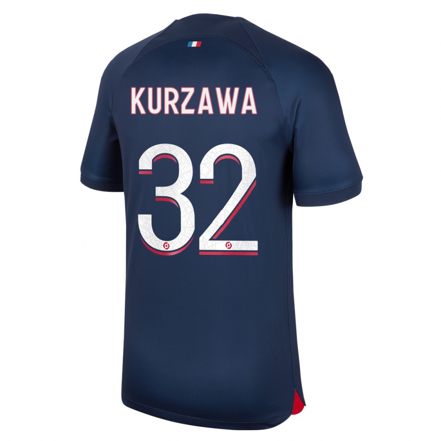 Herren Fußball Layvin Kurzawa #32 Blau Rot Heimtrikot Trikot 2023/24 T-Shirt Luxemburg