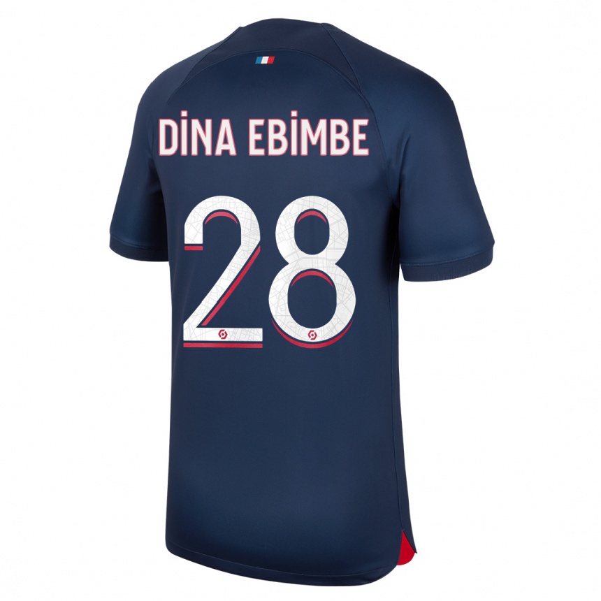 Herren Fußball Eric Junior Dina Ebimbe #28 Blau Rot Heimtrikot Trikot 2023/24 T-Shirt Luxemburg
