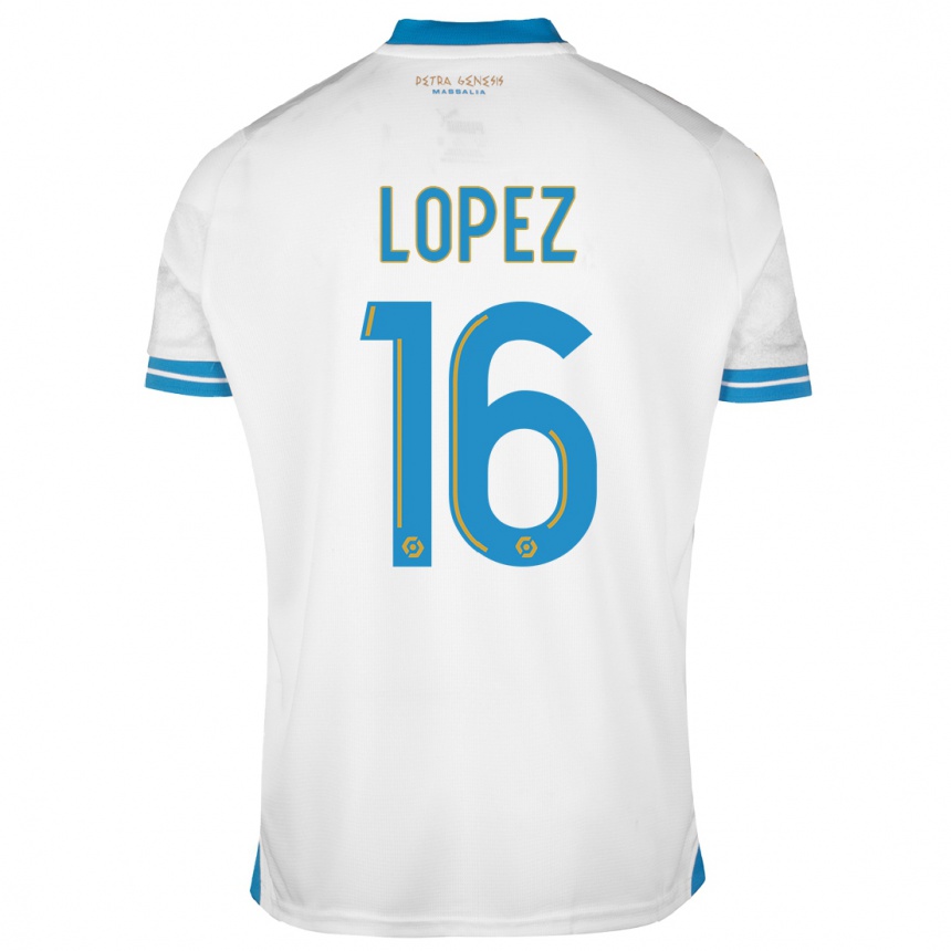 Herren Fußball Pau Lopez #16 Weiß Heimtrikot Trikot 2023/24 T-Shirt Luxemburg