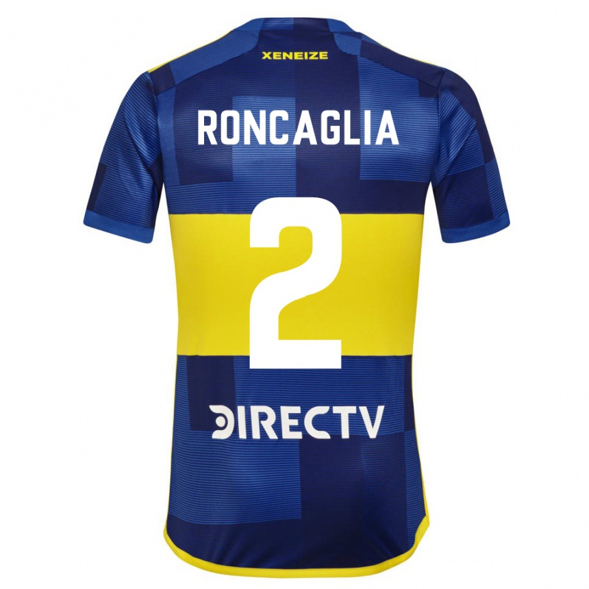 Herren Fußball Facundo Roncaglia #2 Dunkelblau Gelb Heimtrikot Trikot 2023/24 T-Shirt Luxemburg