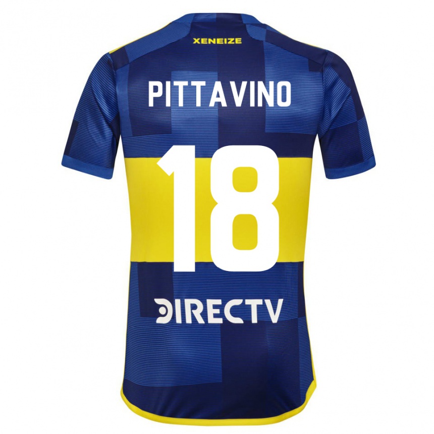 Herren Fußball Rodrigo Pittavino #18 Dunkelblau Gelb Heimtrikot Trikot 2023/24 T-Shirt Luxemburg