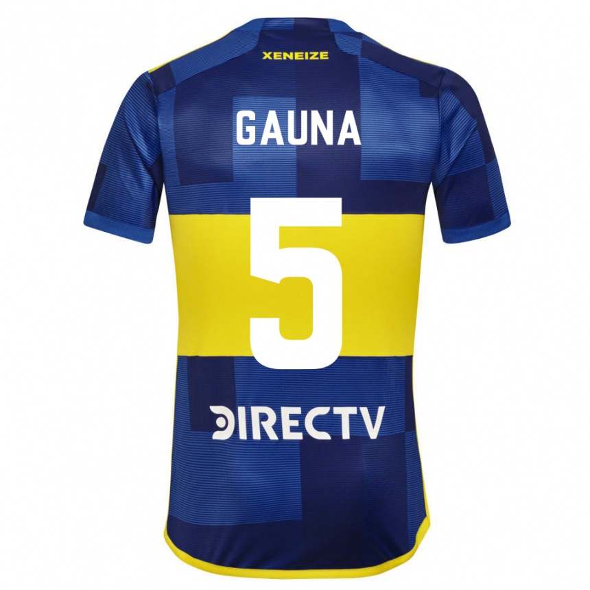 Herren Fußball Santiago Gauna #5 Dunkelblau Gelb Heimtrikot Trikot 2023/24 T-Shirt Luxemburg