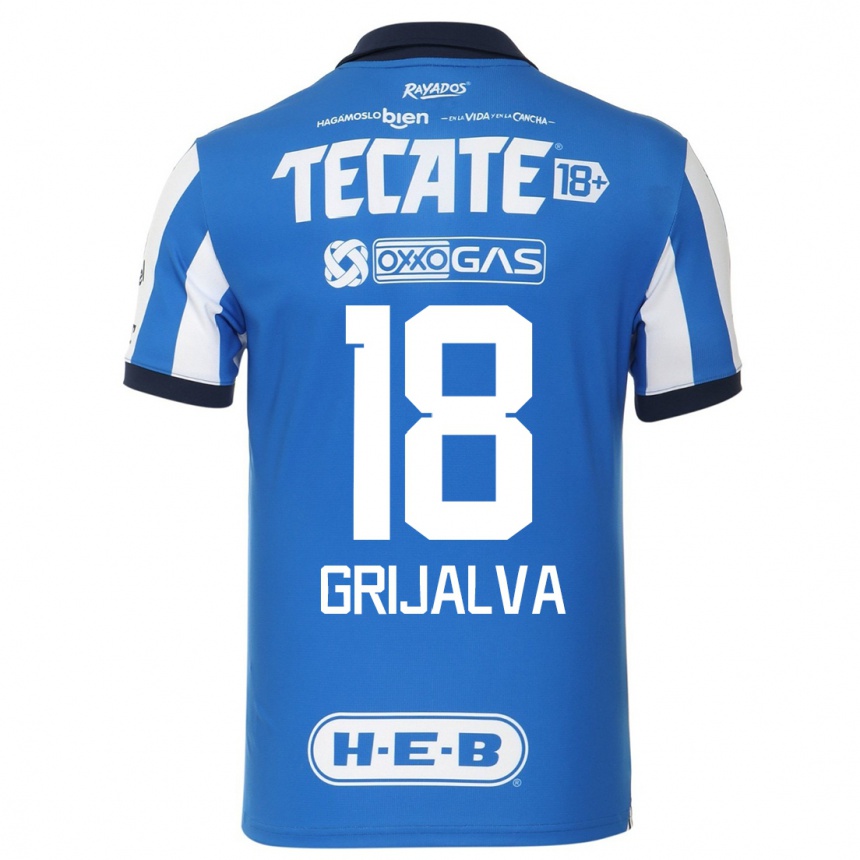 Herren Fußball Axel Grijalva #18 Blau Weiss Heimtrikot Trikot 2023/24 T-Shirt Luxemburg
