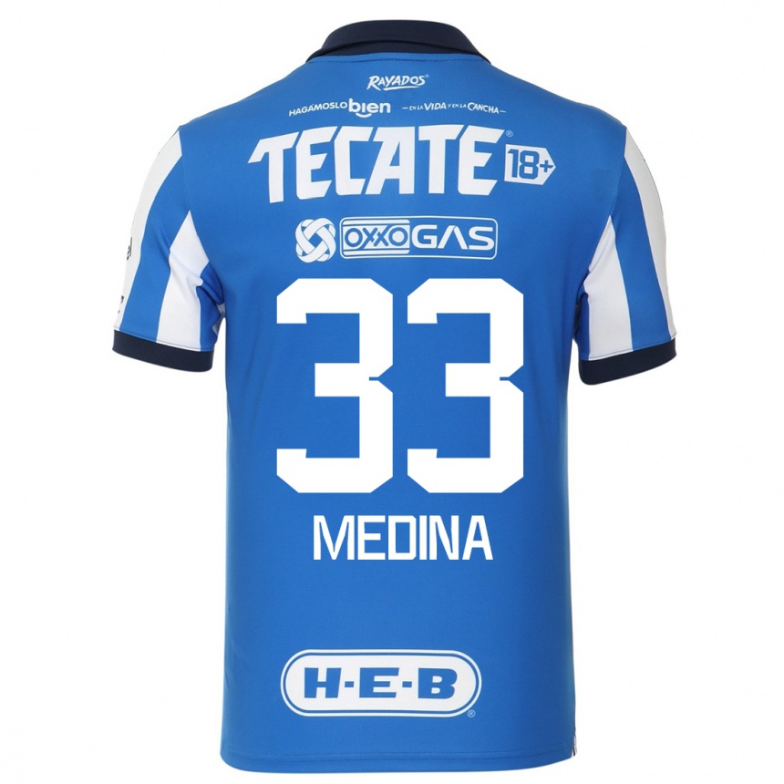 Herren Fußball Stefan Medina #33 Blau Weiss Heimtrikot Trikot 2023/24 T-Shirt Luxemburg
