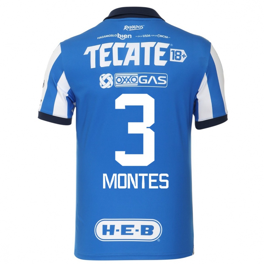 Herren Fußball Cesar Montes #3 Blau Weiss Heimtrikot Trikot 2023/24 T-Shirt Luxemburg