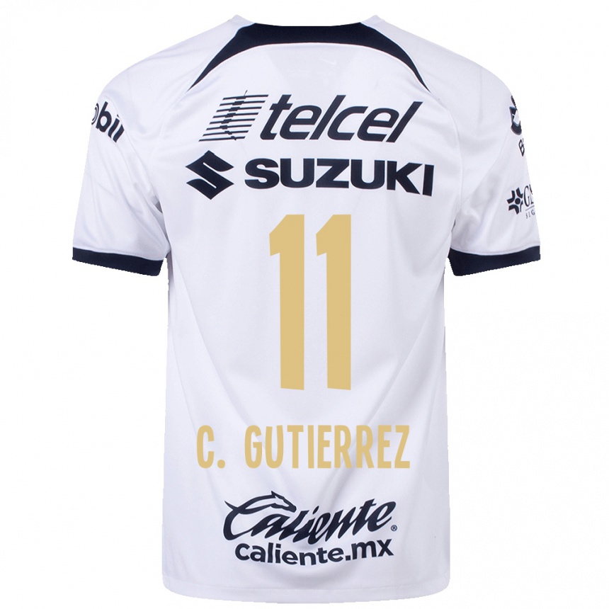 Herren Fußball Carlos Gutierrez #11 Weiß Heimtrikot Trikot 2023/24 T-Shirt Luxemburg