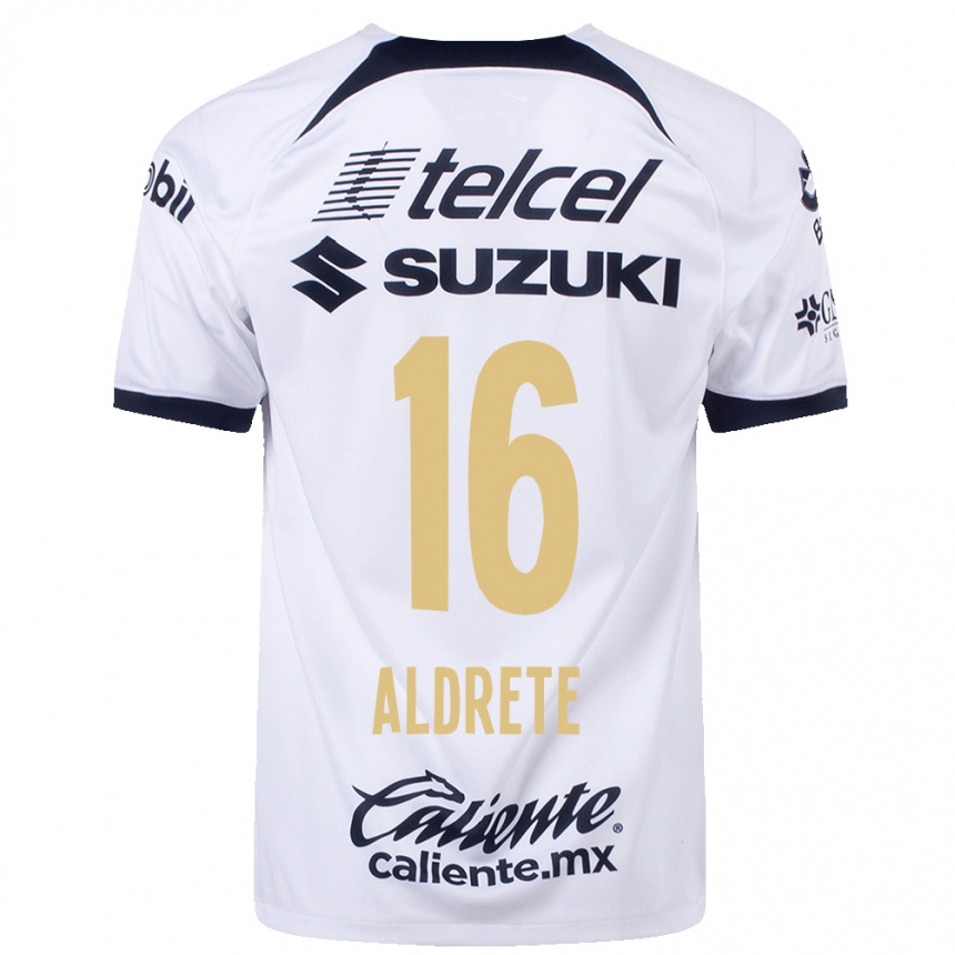 Herren Fußball Adrian Aldrete #16 Weiß Heimtrikot Trikot 2023/24 T-Shirt Luxemburg