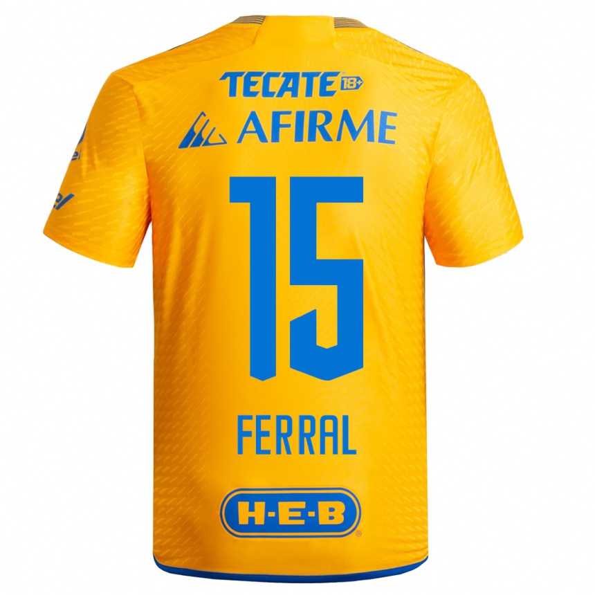 Herren Fußball Cristina Ferral #15 Gelb Heimtrikot Trikot 2023/24 T-Shirt Luxemburg