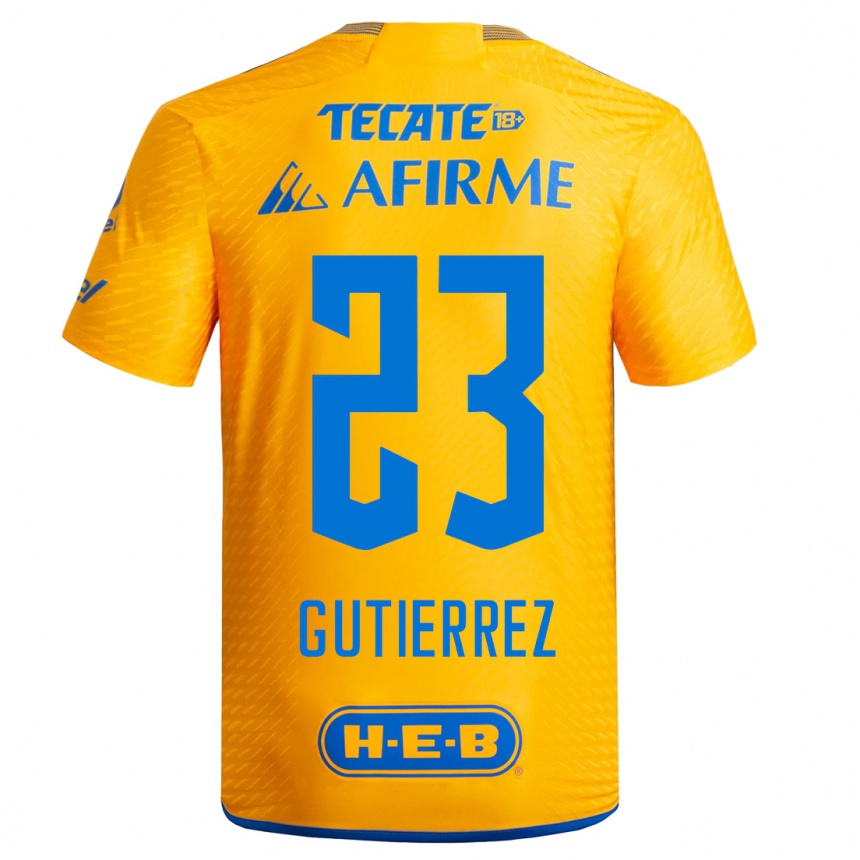 Herren Fußball Jana Gutierrez #23 Gelb Heimtrikot Trikot 2023/24 T-Shirt Luxemburg