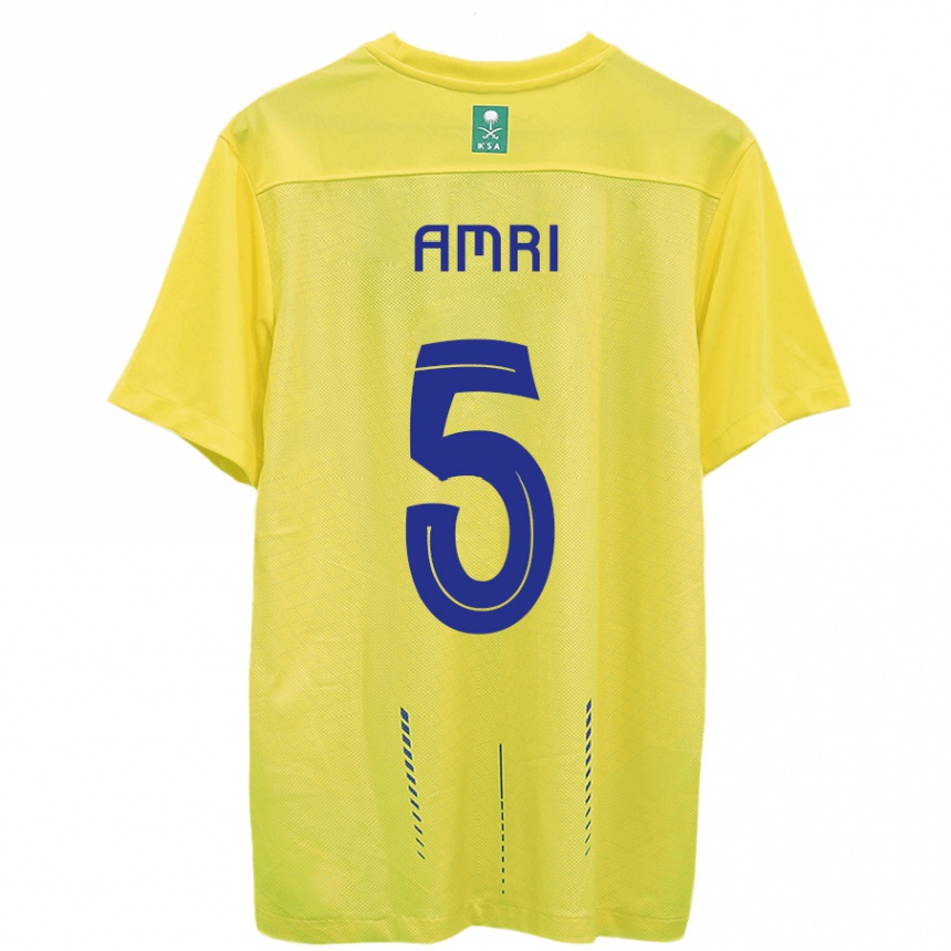Herren Fußball Abdulelah Al-Amri #5 Gelb Heimtrikot Trikot 2023/24 T-Shirt Luxemburg
