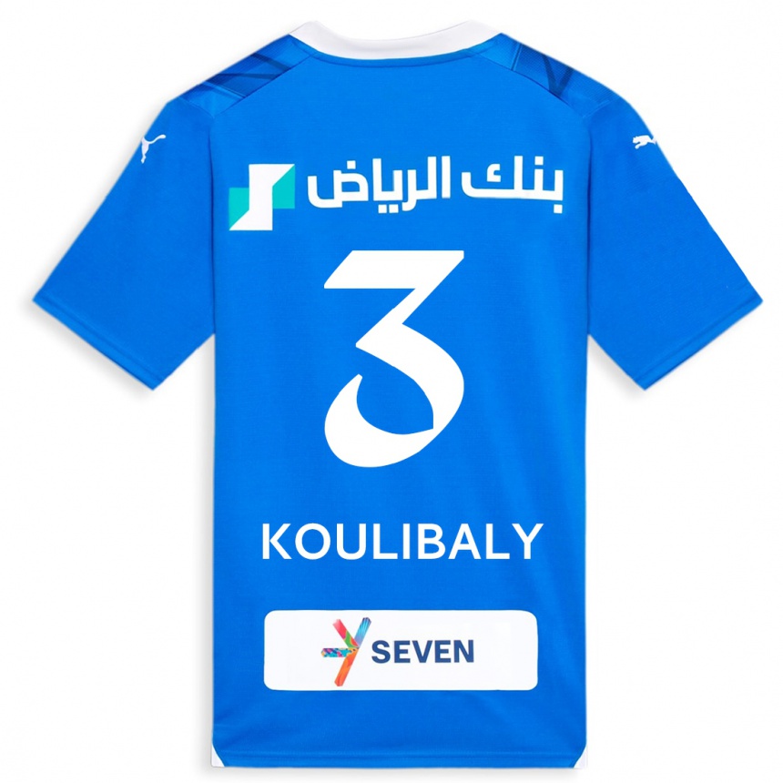 Herren Fußball Kalidou Koulibaly #3 Blau Heimtrikot Trikot 2023/24 T-Shirt Luxemburg