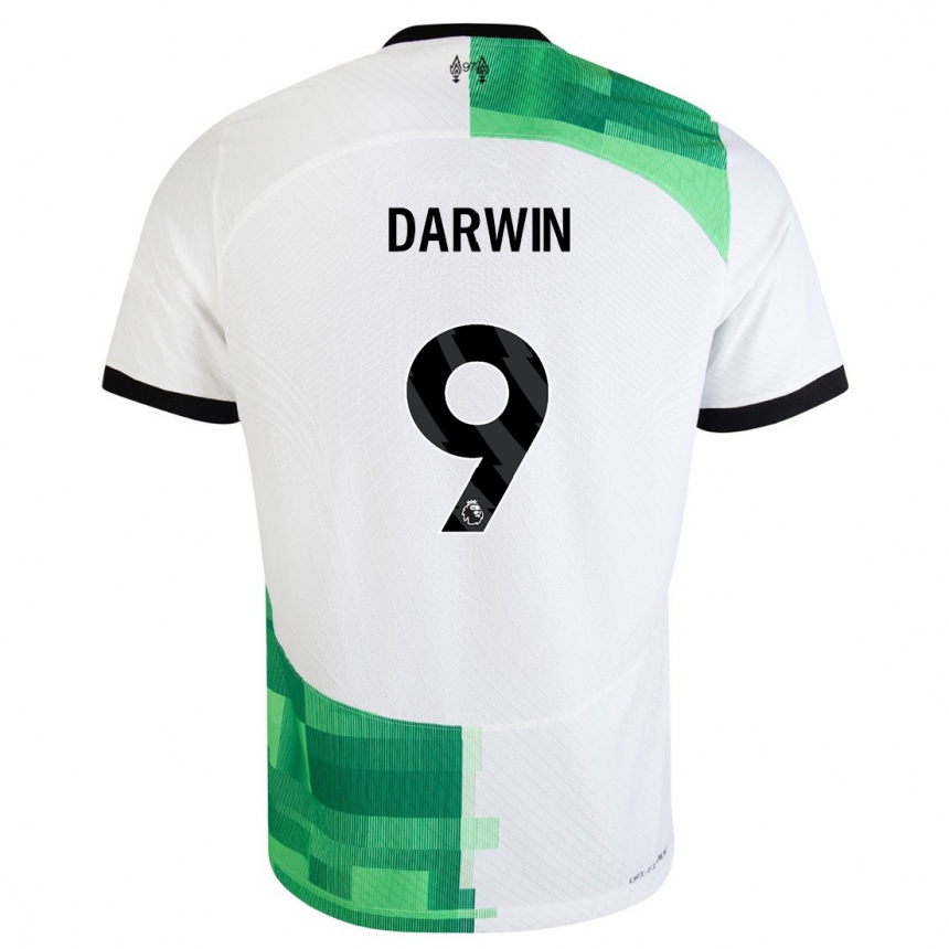 Herren Fußball Darwin Nunez #9 Weiß Grün Auswärtstrikot Trikot 2023/24 T-Shirt Luxemburg