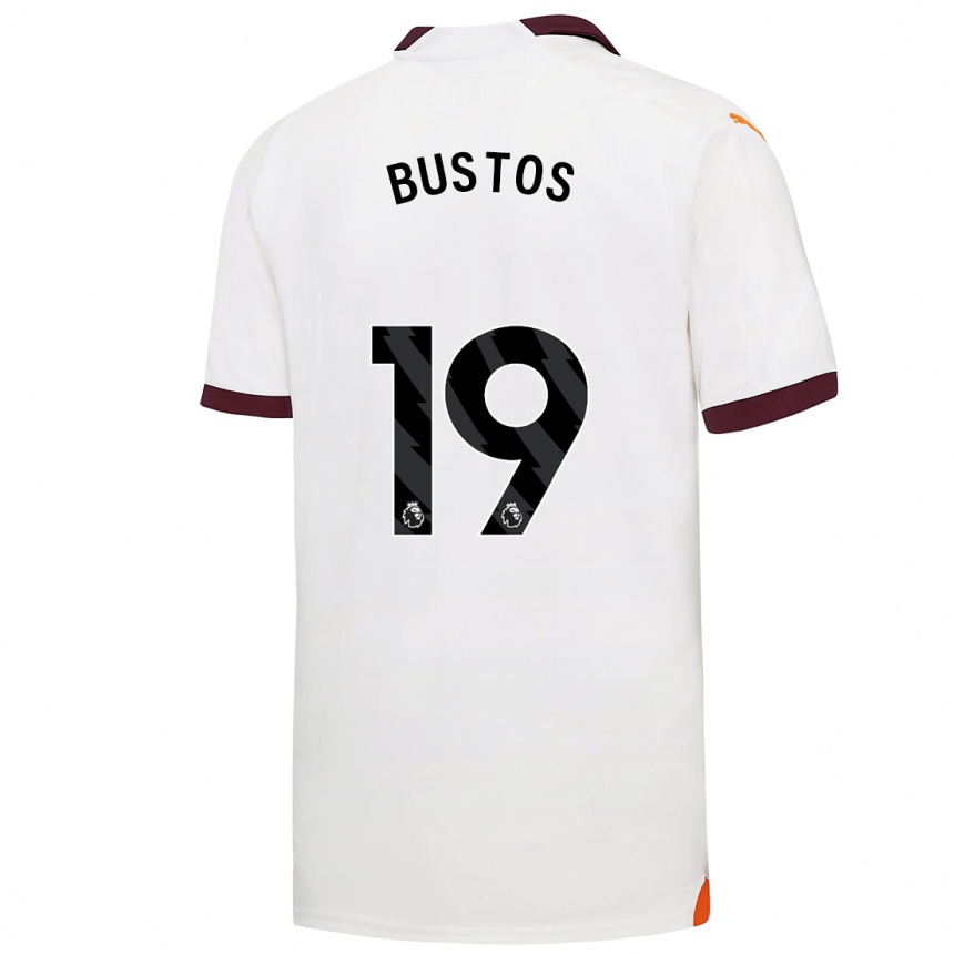 Herren Fußball Nahuel Bustos #19 Weiß Auswärtstrikot Trikot 2023/24 T-Shirt Luxemburg