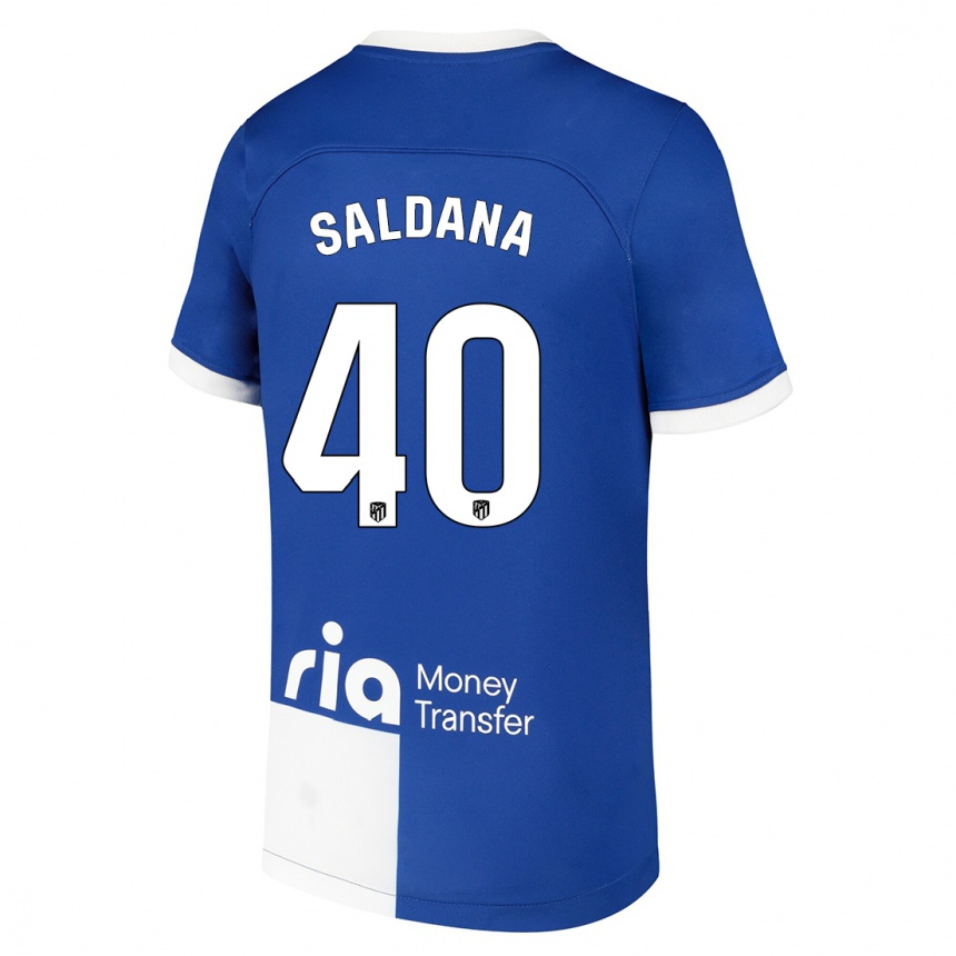 Herren Fußball Jose Saldana #40 Blau Weiss Auswärtstrikot Trikot 2023/24 T-Shirt Luxemburg