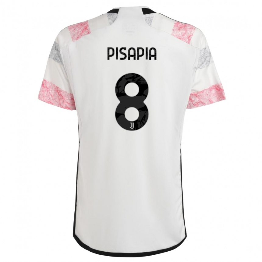 Herren Fußball Luciano Pisapia #8 Weiß Rosa Auswärtstrikot Trikot 2023/24 T-Shirt Luxemburg
