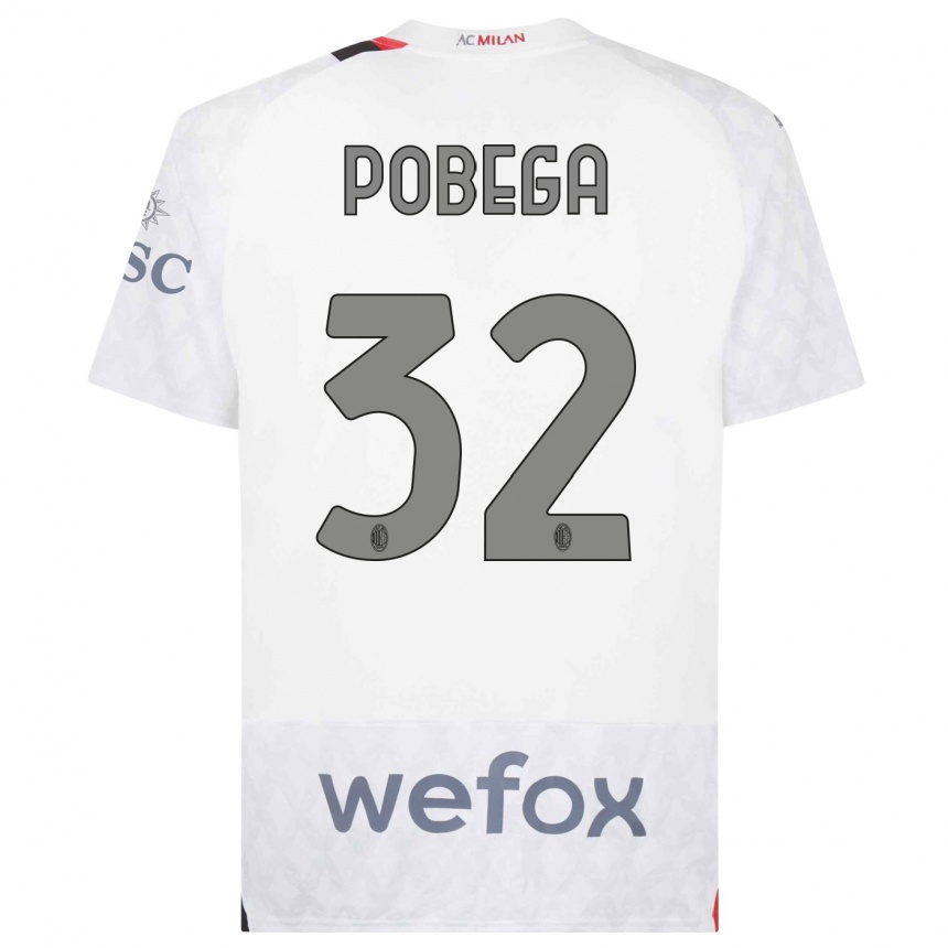 Herren Fußball Tommaso Pobega #32 Weiß Auswärtstrikot Trikot 2023/24 T-Shirt Luxemburg
