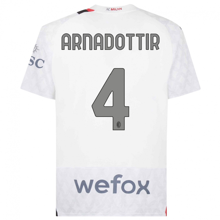 Herren Fußball Guony Arnadottir #4 Weiß Auswärtstrikot Trikot 2023/24 T-Shirt Luxemburg